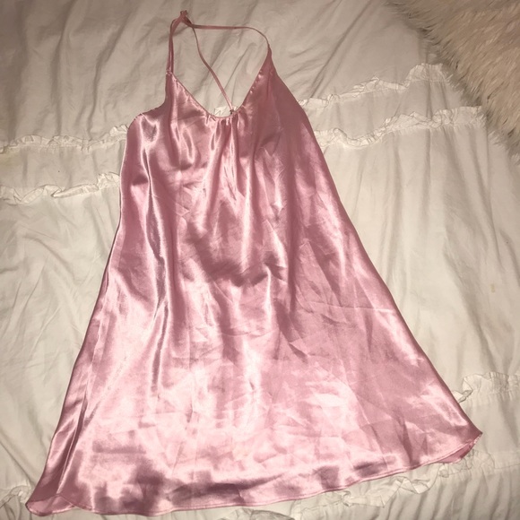 pink silk slip